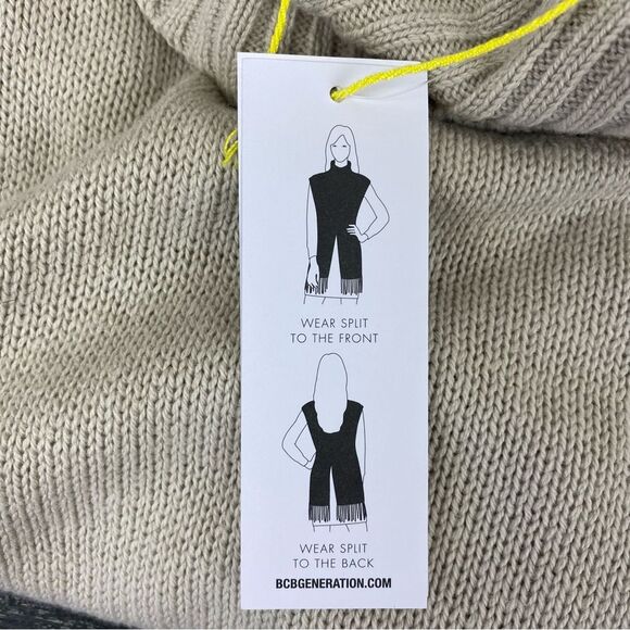 BCBGenerations Tan knit Fringe Trim Sleeveless Tunic Top S NEW - Picture 7 of 8